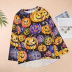 ZOCAVIA Halloween Shirts for Women Fall Long Sleeve Crewneck Sweatshirt Casual Retro Funny 3D Graphic Pullover Tops Oversized