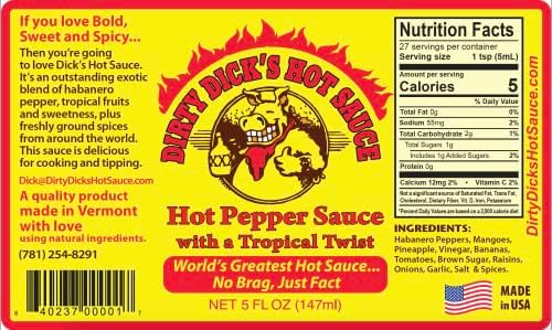 Dirty Dicks Variety Trio: Original, Caribbean, Peachy Green Hot Sauces - 5 Fl Oz, Pack of 3