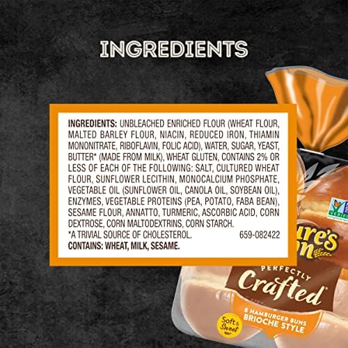 Nature's Own Perfectly Crafted Brioche Style Hamburger Buns, Non-GMO Sandwich Buns, 8 Count