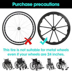 Wheelchair Rear Wheel Replacement Tire Wheelchair Tires 24 "X 1" Universal Flat-Free Polyurethane Tire Wheelchair Accessories for All Brands(1 Pair)