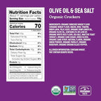 Milton's Organic Crackers, Olive Oil & Sea Salt - Certified Organic, Non-GMO Project Verified, Kosher, Made With Authentic Black Olives, Great for Charcuterie Boards - 6 Oz