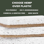 Isshah Plant-Based Kitchen Sponges - FSC Certified and PETA Approved, Natural, Eco-Friendly, Biodegradable Sisal Hemp Sponges for Dishes, Cleaning Sponge for Kitchen, Bathroom, Household - 12 Count