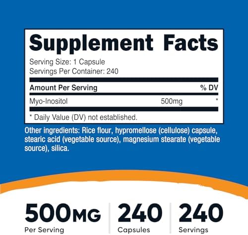 Nutricost Inositol Capsules 500mg, 240 Capsules - Veggie Capsules, Non-GMO, Gluten Free (Myo-Inositol)