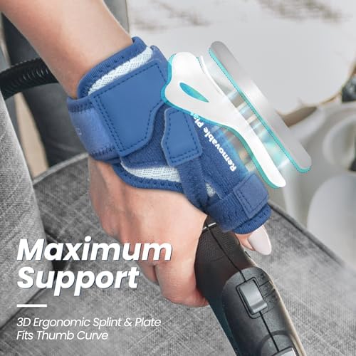 CURECARE New Upgraded 2 in 1 Thumb Brace, Removable Thumb Spica Splint Left Right Hand with 3 Level Stability, Reversible Thumb Support for CMC, De Quervain’s Tendonitis, Trigger Thumb (S/M, Navy)