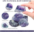 Gemstone Raw Crystals 1PC, 1.1"-2" Raw Fluorite Stone Natural Polished Stones Crystals and Healing Stones Tumbled Stones for Collection, Decoration, Crafts-Rainbow Fluorite 1PC