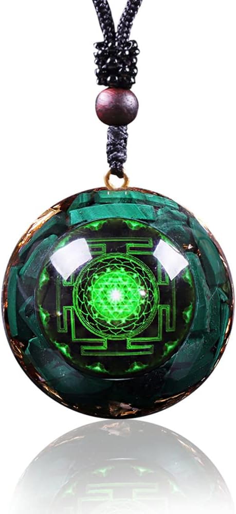 Day Day Up Orgonite Pendant Malachite Green Crystal Orgone Pendant Necklace Reiki Spiritual Healing Energy Jewelry For Women (1)