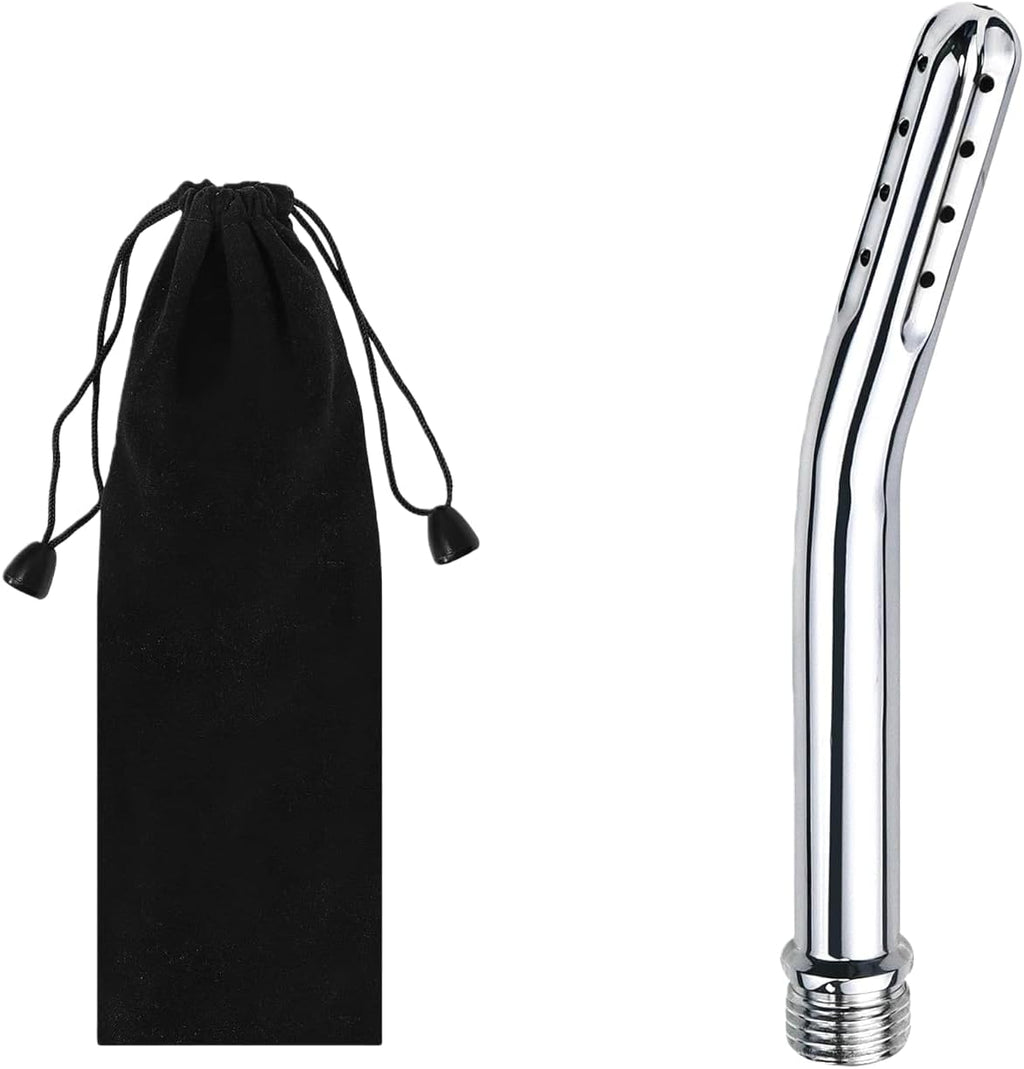 Metal Shower Cleaner Enema Douche System, Handheld Water Shower Nozzle Anal Rinse Vaginal Cleaning Kit Cleaner Attachment for Men Women, Silver