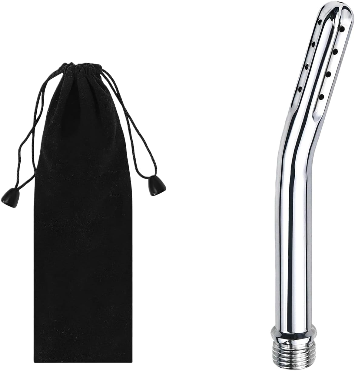 Metal Shower Cleaner Enema Douche System, Handheld Water Shower Nozzle Anal Rinse Vaginal Cleaning Kit Cleaner Attachment for Men Women, Silver