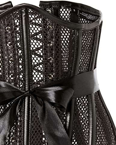Daisy corsets Women's Fishnet & Faux Leather Steel Boned Underbust Corset