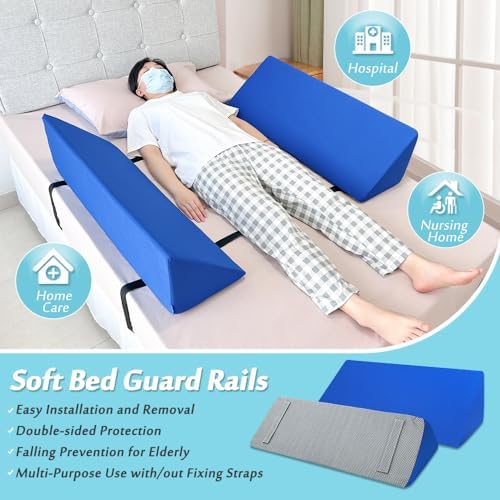 AOSSA Bed Railing Foam Bolsters Bed Rails for Elderly Adults Bedrails Safety Guard Soft Bed Side Rail Pads Hospital Seniors Medical Bumper Wedges Cushions Padding Rails Bed Fall Protector - 1 Pair