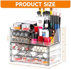 SUOXING Clear Acrylic Makeup Organizer for Vanity,Bathroom,Dresser,6 Drawer Cute Make up Organizers for Counter,Plastic Countertop Makeup Storage for Beauty,Jewelry,Brush,Cosmetic,Skin Care Organizer