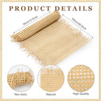 Leriton Rattan Repair Kits with 1 PC 14 Inch x 3.3 Feet Cane Webbing Roll, 1 PC 3/16 Inch Cane Webbing Spline & Caning Chisel, 8 Wooden Wedges for Chair, Cabinet, Home Caning Furniture Repair