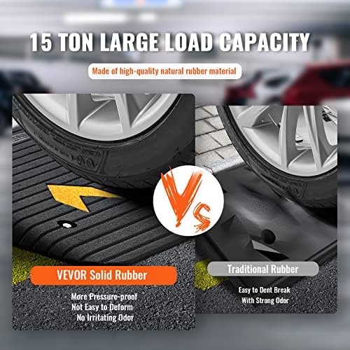 VEVOR 3.5" Rise Threshold Ramp Doorway, Recycled Rubber Power Wheelchair Ramp 3 Feet Long, 33069Lbs Load Capacity, Non-Slip Surface Rubber Solid Threshold Ramp for Wheelchair and Scooter