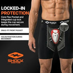 Shock Doctor Compression Shorts with Protective Bio-Flex Cup, Moisture Wicking Vented Protection - Adult