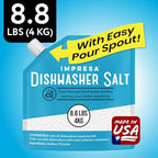 Dishwasher Water Softener Salt 8.8 LB – Pure, Coarse Grain Salt for Bosch, Miele, Whirlpool, Thermador & More – Eliminates Limescale, Spots & Residue – Vegan, Made in USA