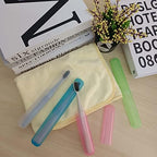 Medsuo 4pcs Plastic Toothbrush Case Travel Cover Holder Storage (Pink, Blue, Green and White)