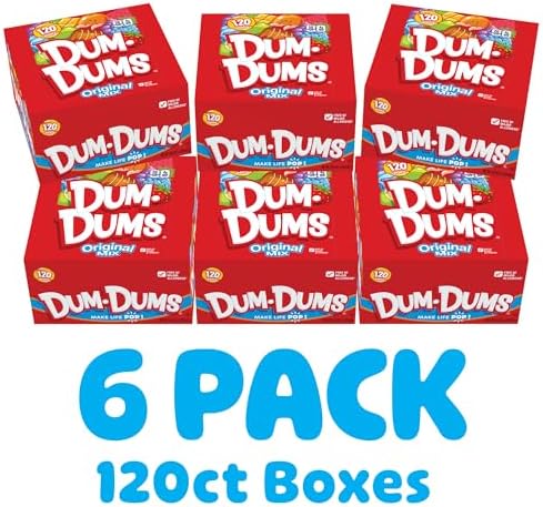Dum Dums Original Candy Mix Variety Pack - All-Time Classic Flavors, Lollipops Individually Wrapped in Bulk Candy Bag, Assorted Suckers for Valentine's Day, Easter, and Halloween - 720 Count