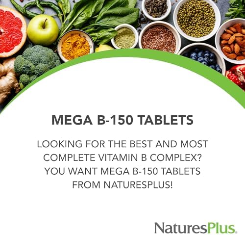 NaturesPlus Mega B-150 (90 Tablets, Pack of 2) - Balanced B-Complex - Sustained Release Formula - Vegetarian, Gluten Free - 180 Total Servings