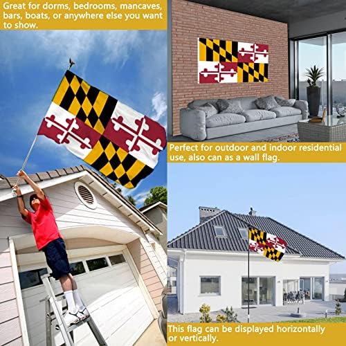 Maryland Flag Double Sided 3x5 Outdoor- Heavy Duty MD Maryland State Flags Banner Gifts Decorations with 2 Brass Grommets 4 Rows Stitched