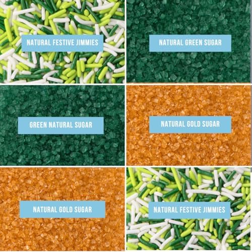 Sweets Indeed Dye Free St. Patricks Day Sprinkles, 6 Cell Sugar and Jimmies, No Artificial Dyes, Edible Sprinkle Mix Jimmies Perfect for Cake Decorations Baking Ice Cream Cookies Cupcake Topper (Shamrock)