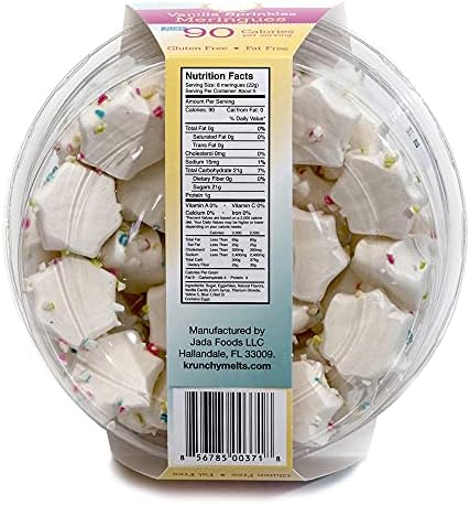 Krunchy Melts Original Meringue Cookies | Vanilla Sprinkles Flavor | Only 90 Calories Per Serving | Fat Free, Gluten Free, Dairy Free (4 Oz)