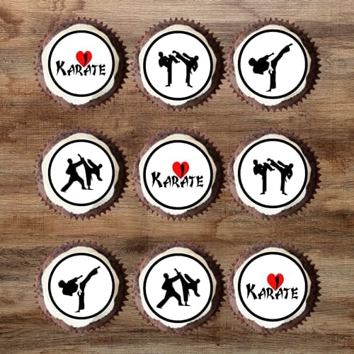Karate Edible Cupcake Toppers – Martial Arts Cake Decorations for Birthdays, Dojo Events & Belt Ceremonies – UNCUT (Pack of 48 x 1.18 Inch/3cm Discs)