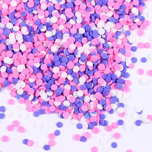 Edible Confetti Sprinkles for Cake Decorating, Round Sprinkles, Purple, Pink and White Sprinkles for Baking, Cupcakes, Macarons, Ice Cream Topping, Waffles, and Cookies（120g/4.23oz）