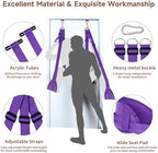 BDSM Door Sex Swing with Seat, Bondage Slave Leather Soft Plush Sex Slings with Adjustable Straps, Hanging Door Handcuffs Leg Restraints Spreader Adult Sex Toys for Couple, Holds up to 300lbs (Purple)