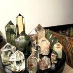 1pc Ghost Calcite Crystal Tower with Quartz Points, Phantom Quartz Crystal, Mini Crystal Wands for Healing and Meditation
