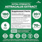 Zazzee Extra Strength Astragalus Root 20:1 Extract, 70% Polysaccharides, 180 Vegan Capsules, 6 Month Supply, Astragalus Membranaceus, Immune System Support, Non-GMO, Herbal Supplement, Made in the USA
