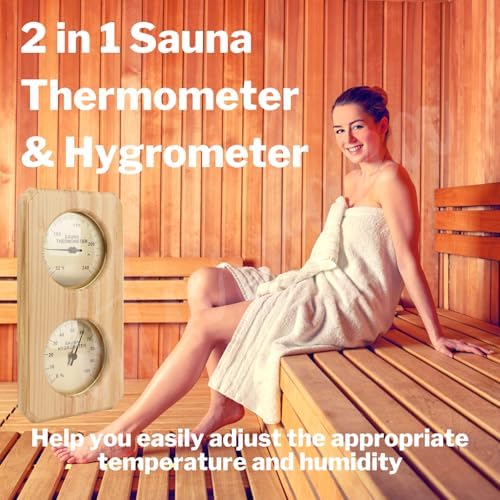 2 in 1 Wooden Sauna Thermometer and Hygrometer in Fahrenheit – Atarvana Indoor Hygrothermograph for Sauna Rooms, Spa, Hotel Accessories