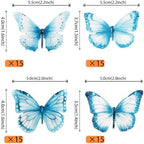 Rsstarxi 60 Pack Wafer Paper Butterflies Cupcake Toppers, Edible Butterfly Cake Decorations Butterfly Decorations for Wedding Birthday Anniversary Baby Shower Party Decorating Supplies Blue