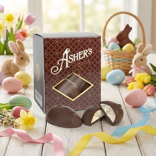 Asher's Chocolates, Smaller Chocolate Covered Eggs, Individually Wrapped 1oz Eggs Covered in Chocolate, Spring Collection of Easter Eggs, Small Batches of Kosher Chocolate, Family Owned Since 1892 (6 Eggs, Dark Chocolate, Petite Coconut Cream)
