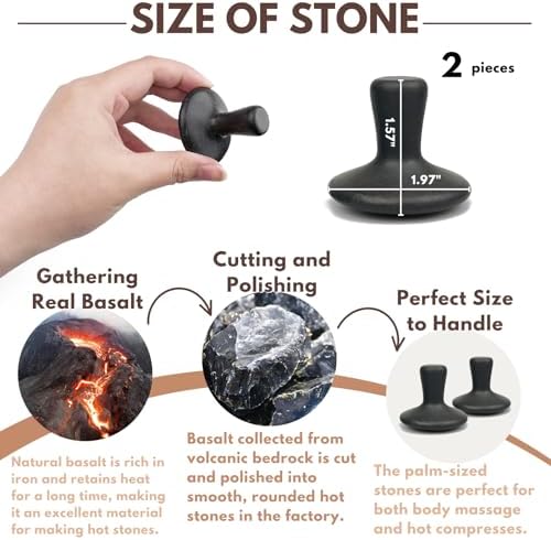 DEFUNX Massage Stones 2 Pieces Mushroom Shaped - Hot Stones Massage Set Hot Rocks Kit for Neck and Face