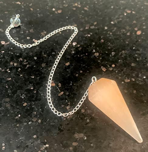Orange Selenite Dowser Crystal Pendulum, Crystal for Dowser Healing Crystals, Metaphysical Divination Gemstone Pendulum Crystal Reiki Feng Shui, Meditation, Gift for Men Women
