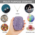 Bling Travel Pill Organizer Cute Pill Box with Labels Rhinestone Pill Case for Purse Portable Daily Pill Container 7 Day Medicine Holder for Vitamin Supplement(Purple)