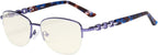Eyekepper Women Blue Light Filtering Computer Glasses - Half-rim Stylish Reading Eyeglasses - Anti Eye Strain Tired Readers