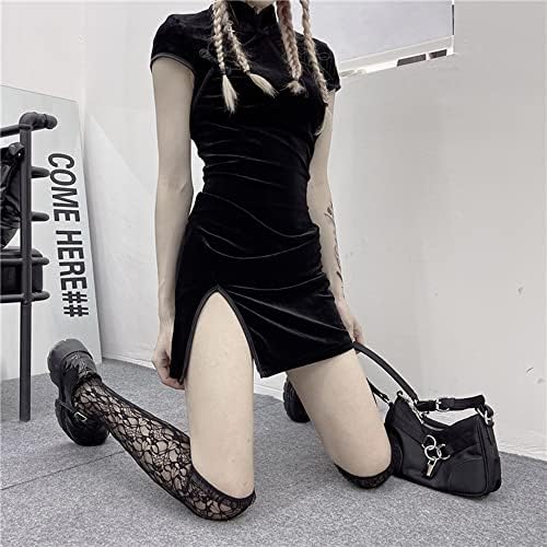 SINROYEE Women's Bodycon Cheongsam lingerie Slim Fit Mini Dress Modern Chinese Style Qipao Sexy Anime Cosplay