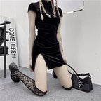 SINROYEE Women's Bodycon Cheongsam lingerie Slim Fit Mini Dress Modern Chinese Style Qipao Sexy Anime Cosplay