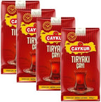ÇAYKUR Tiryaki Turkish Black Tea, Strong Brew, Deep Reddish Color & Full-Bodied Flavor, High-Grown Tea Leaves, Loose Leaf Natural Tea 500g / 17.6 oz (Pack of 4)