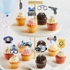 Police Cupcake Toppers,30 PCS Police Cake Topper,Police Cake Decorations,Police Party Decorations,Police Birthday Party Decorations