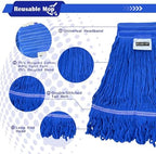 Heavy Duty Wet Industrial Cleaning Mop Head – 21 oz Blue mop Head Replacement Cotton Washable Industrial mop Heads Heavy Duty for Commercial & Home Cleaning（Blue）