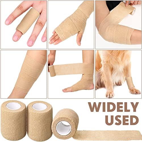 Treela 96 Pack Self Adhesive Bandage Wrap 2 Inch x 5 Yard Self Adherent Cohesive Bandages Elastic Athletic Sports Tape Breathable Wound Tape for Stretch Athletic Wrist Ankle(Nude)
