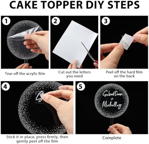 Weysat Personalized Acrylic Cake Topper with Transfer Letter Stickers, DIY Birthday Wedding Engagement Cake Topper for DIY Mr & Mrs Decorations Wedding Bridal Shower Bachelorette