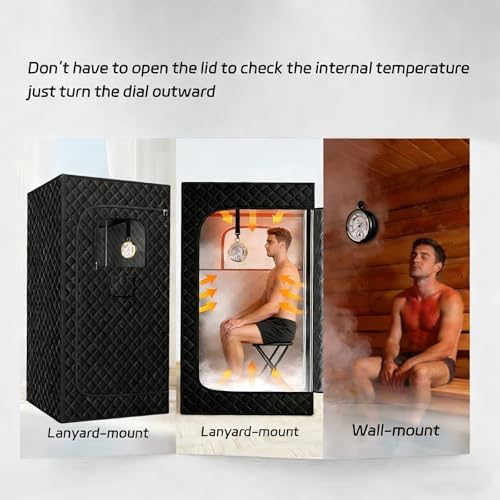 Sauna Thermometer Fahrenheit and Hygrometer Combo with Lanyard Mount - Hanging Thermometer for Sauna Room,Portable Steam Sauna, Temperature Range 68-212°F, Humidity Range 0-100%