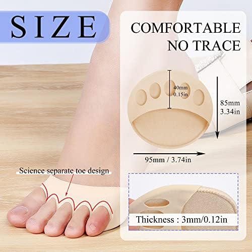 SooGree 5 Pairs Ball of Foot Cushion,Thicken Forefoot Cushion Pad,Forefoot Metatarsal Invisible Socks Pads, Reusable Honeycomb Fabric Foot Pads for Women Men Prevention Pain Relief