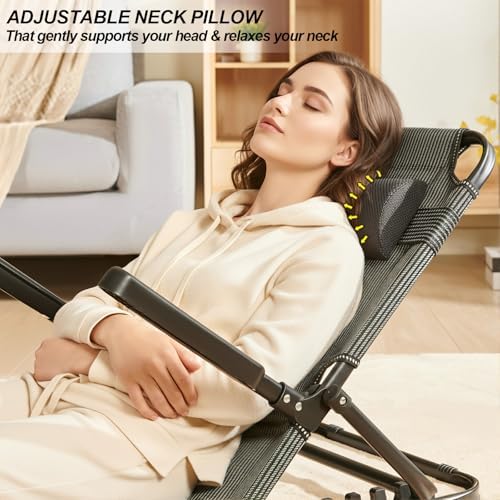 Adjustable Bed Backrest, 6-Position Lifting Back Rest Support with Headrest Pillow, Sit-up Folding Wedge for Reading, Resting, Elderly and Patient Care, Green
