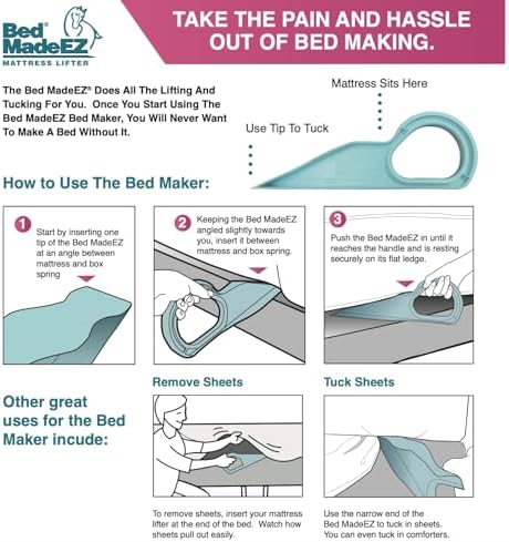 2 Pack-The Original Bed Made EZ Made in USA Mattress Lifter Tool Helps Lift and Hold The Mattress