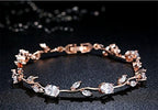 18k Yellow Gold-Plated Sterling Silver Diamond Accent Two-Tone Gemstone Tennis Bracelet Diamond Bangle Bracelet Rose Gold