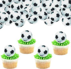 48Pcs Edible Wafer Football Cake Toppers Cupcake Pick Decorations for Sports Theme Babyshower Birthday Event Party Supply Decorations
